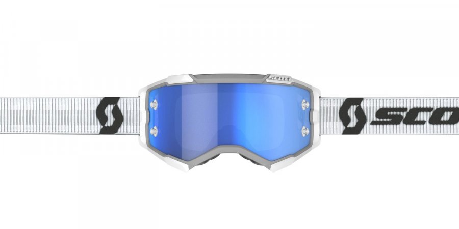 brýle FURY CH bílá, SCOTT - USA, (plexi modré chrom)