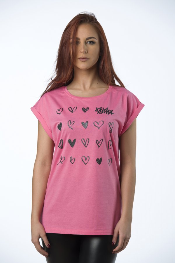 triko pitcha HEARTS women's shirt pinkgrapefruit/black