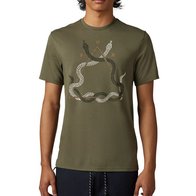 Triko Fox Caved In Ss Tech Tee Olive Green