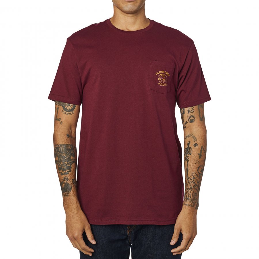 Triko Fox Wrenched Pckt Ss Prem Tee Cranberry