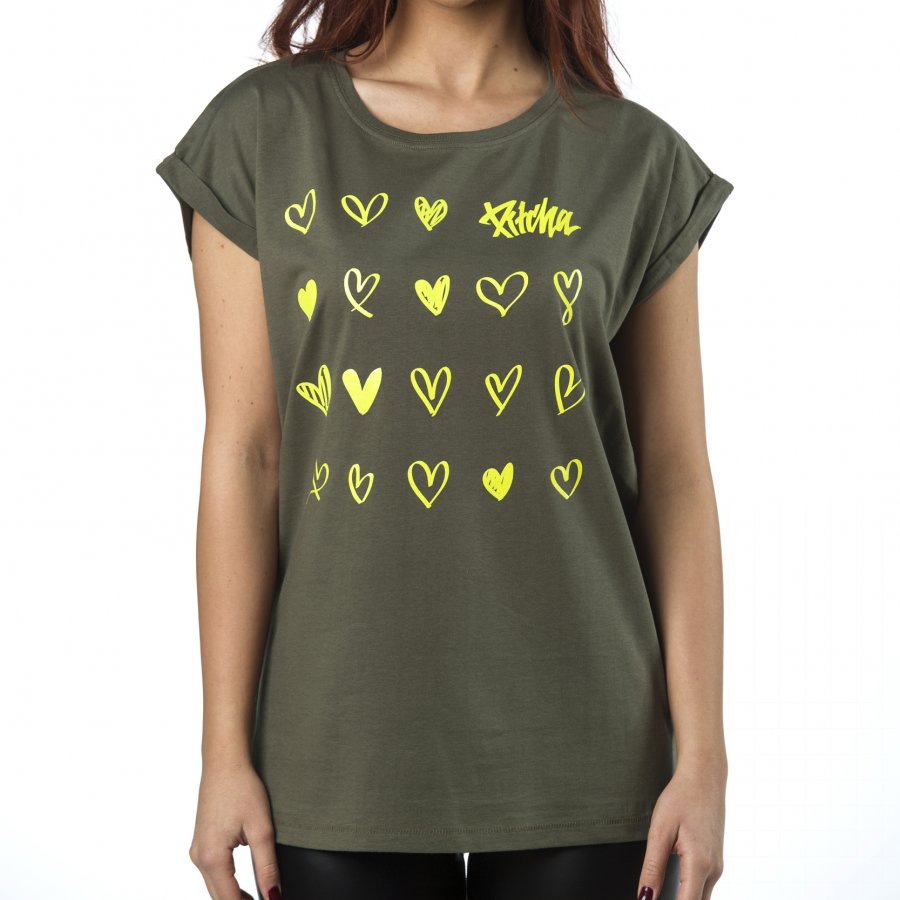 triko pitcha HEARTS women's shirt olive/neon yellow
