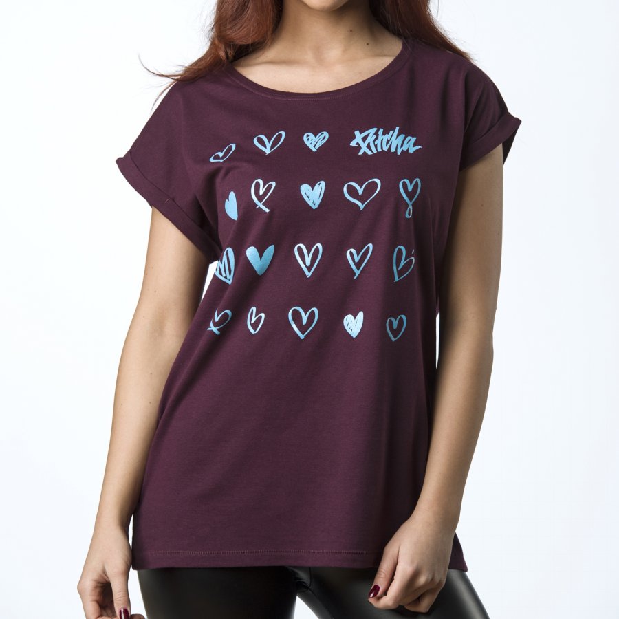 triko pitcha HEARTS women's shirt red wine/blue