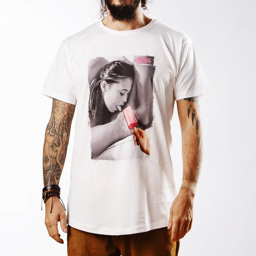 triko Pitcha LONGER limited tee white/lolly