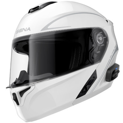 helma s headsetem Sena Outrush R glossy white