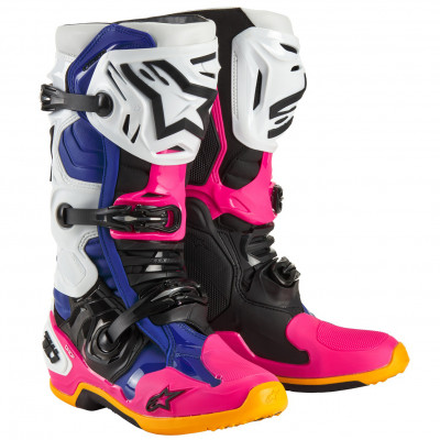 boty Alpinestars Tech 10 limited edition Coast white/dark blue/pink/yellow fluo/orange/black