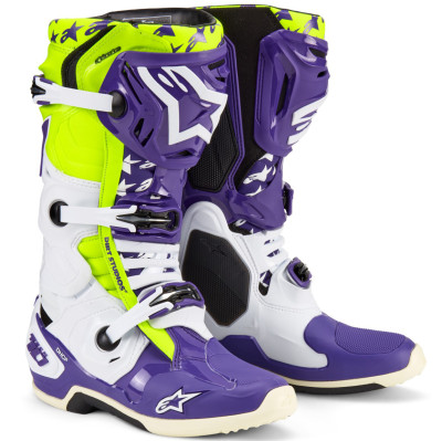 boty Alpinestars Tech 10 limitovaná edice Dirt Studios 2025 white/purple/yellow fluo