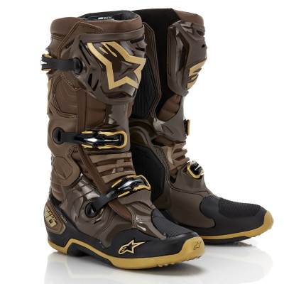 boty Alpinestars Tech10 Limited edition Squad dark brown/gold/černá