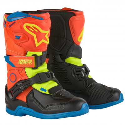 dětské boty Alpinestars Tech 3S Kids orange fluo/blue/yellow fluo/black