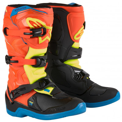 dětské boty Alpinestars Tech 3S Youth 2025 orange fluo/blue/yellow fluo/black