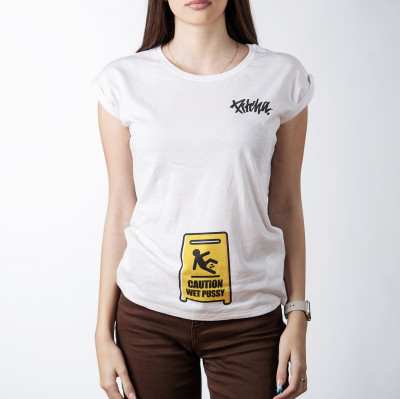 dámské triko Pitcha CAUTION tee white