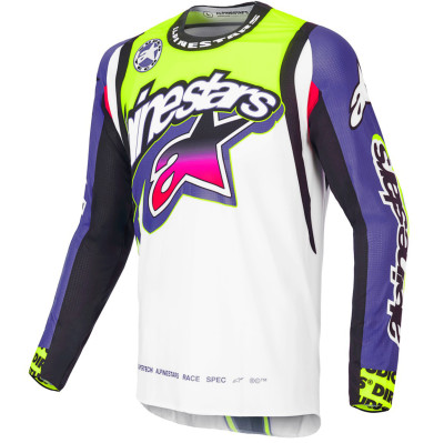 dres Alpinestars Supertech SX limitovaná edice Dirt Studios 2025 white/purple/pink/yellow fluo