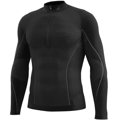 dětské chlapecké triko s dlouhým rukávem ke krku zip Tecso K-Thermo black