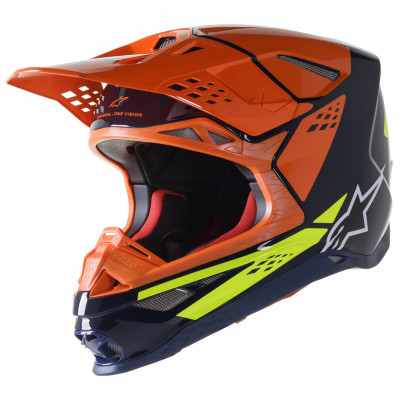Helma Alpinestars Supertech S-M8 Factory dark blue/orange/yellow fluo glossy