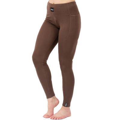 legíny Eivy Pocket Merino Wool Rib Tights brown