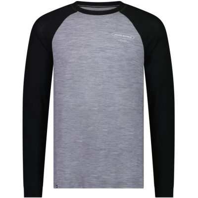 merino triko Mons Royale Icon Raglan grey heather / black