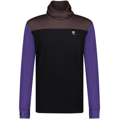 merino triko Mons Royale Yotei Powder hood LS violet / cedar / black