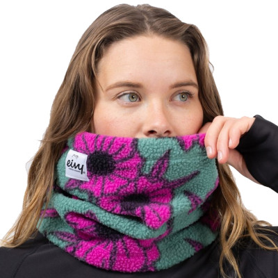 nákrčník Eivy Beanie Sherpa neckwarmer turquoise flower