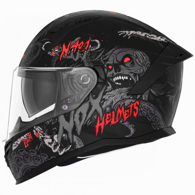 helma Nox N401 Zumbi 2025 black matte/red