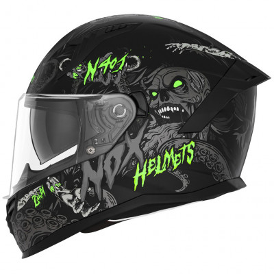 helma Nox N401 Zumbi 2025 black matte/neaon green