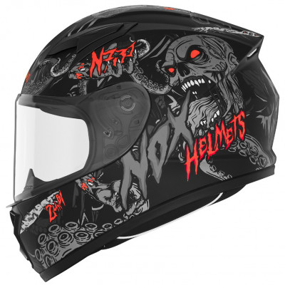 dětská helma Nox N731 zumbi 2025 black matte/red