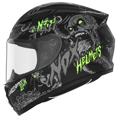 dětská helma Nox N731 Zumbi 2025 black matte/green
