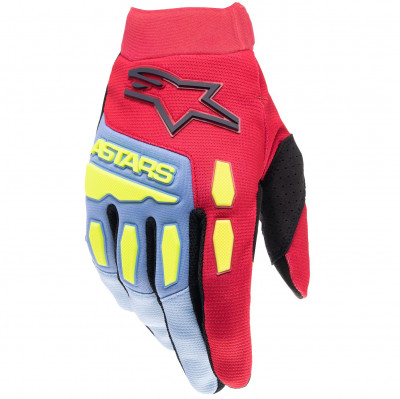 rukavice Alpinestars Full Bore 2024 light blue/red/yellow fluo/black