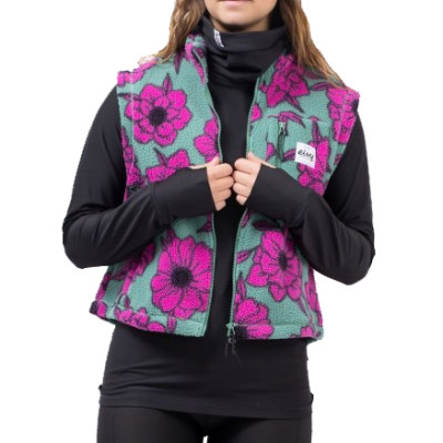 vesta Eivy Boxy Sherpa vest turquoise flower